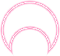 Neon outline shape featuring a circle with a concave side.