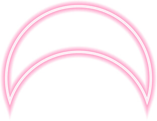 Neon outline shape of a circle with a concave side.