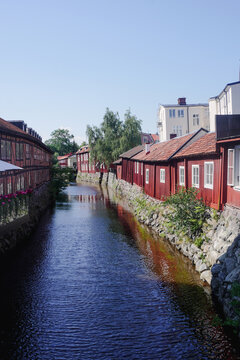 A small canal through city