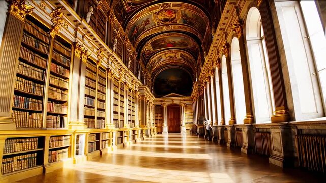 Exploring the grandeur and timeless beauty of an ancient ornate library hall