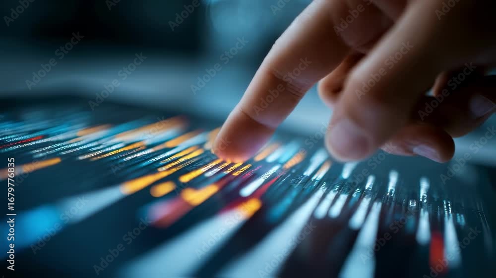 Poster Medium shot of a hand navigating export screening software focused export control classification window contrasted with blurred background.