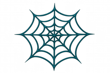 Glistening blue spider web creating eerie halloween ambiance, illuminating dark design potential with translucent ghostly elegance