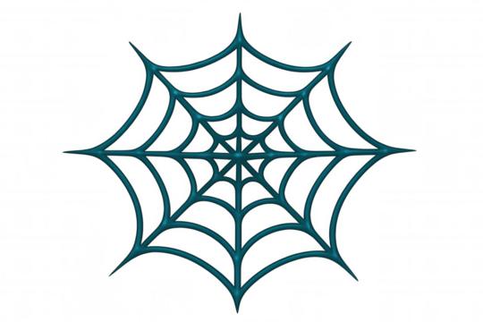 Glistening blue spider web creating eerie halloween ambiance, illuminating dark design potential with translucent ghostly elegance