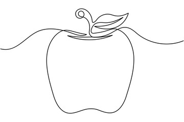 Apple fruit continuous one line drawing minimalist healthy and organic outline vector illustration