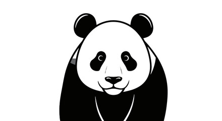 Obraz premium Illustration of a panda bear with black ears, eyes, and body markings on a white background looking forward on transparent background