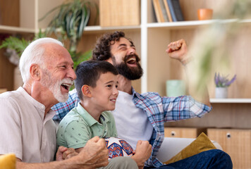 Family enjoys a joyful moment together at home