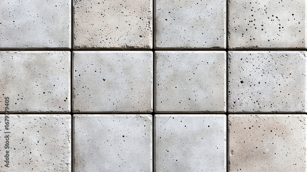 Poster textured arrangement of pale concrete tiles in a uniform grid pattern showcasing minimalist design a