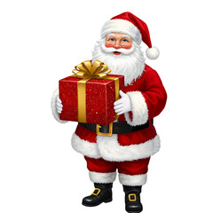 Fototapeta premium Santa Claus with Gift: Festive Christmas Illustration