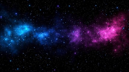 Fototapeta premium Vibrant cosmic nebula with swirling blue and purple hues set against a brilliant starry background, representing the vastness of space.