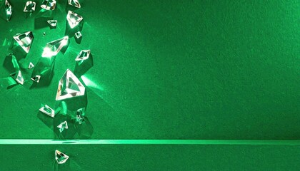 Abstract Crystal Shards on Green Background
