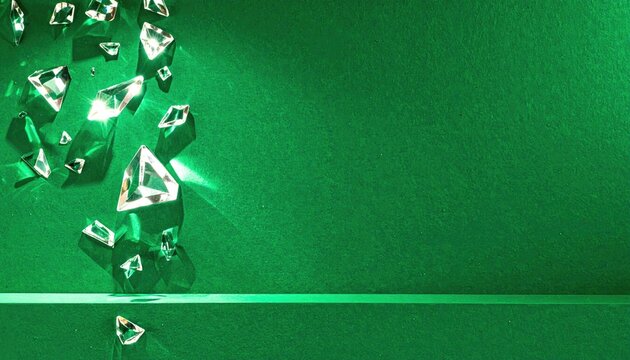 Abstract Crystal Shards on Green Background