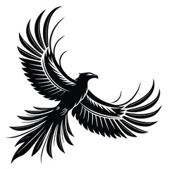 Phoenix wings spreading across shattered plain silhouette