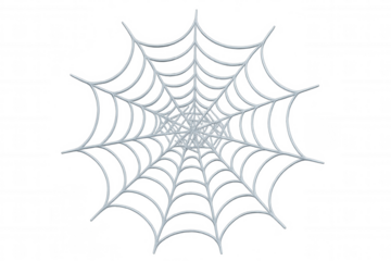 Delicate spiderweb weaving intricate concentric circles, suspended against transparent backdrop, ideal for haunting graphic projects