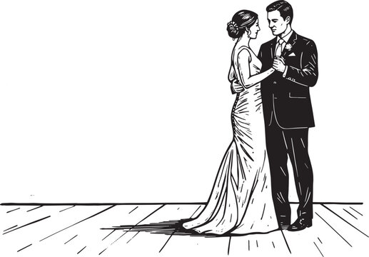 Elegant First Dance Illustration of a Couple's Special Moment in