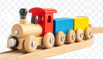 Fototapeta premium Wooden toy train on tracks