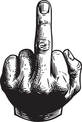 Offensive gesture illustration: A hand giving the middle finger