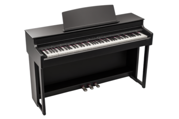 Black Digital Piano on Transparent Background