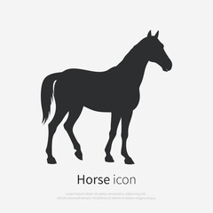 Obraz premium Horse icon silhouette. Black horse logo isolated on white background. Vector illustration