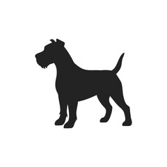 Fototapeta premium Terrier dog silhouette logo. Black icon puppy isolated on white background. Vector illustration side view