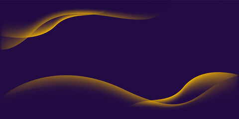 Purple background with luxury smooth wave yellow lines. Modern abstract vector design