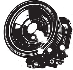 Obraz premium Stylish and artistic black and white illustration of a vintage camera lens design