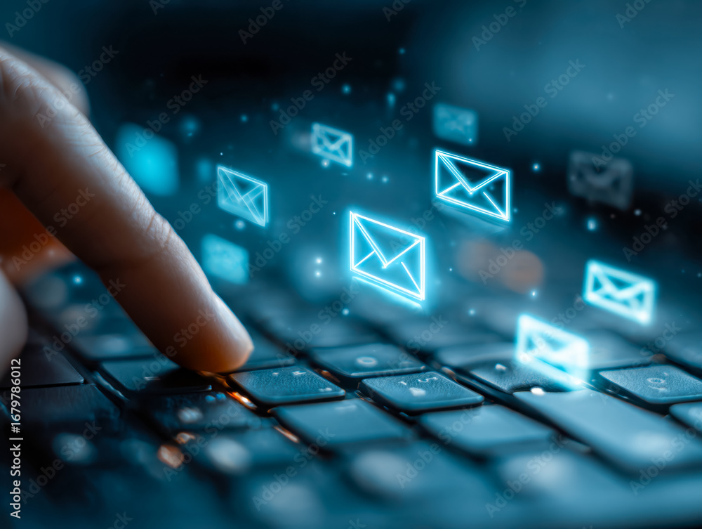 Poster digital communication through email transmission on a keyboard interface