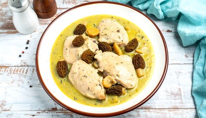 Chicken with Mushrooms - Plate on Table