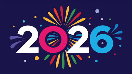 Fototapeta premium Happy new year 2026 with colorful fireworks and confetti celebration