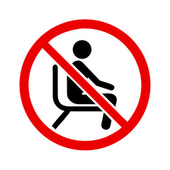 No sitting sign in a circular shape