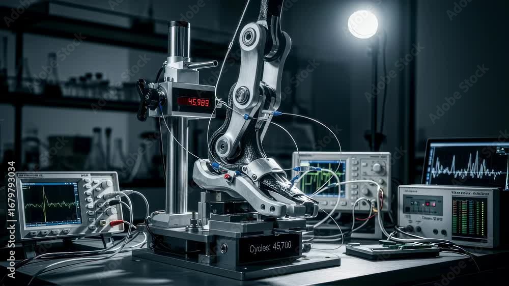 Poster laboratory setting with an exoskeleton ankle joint subjected to prolonged load cycles on a programma