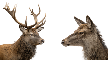 Two deer facing each other isolated on transparent background