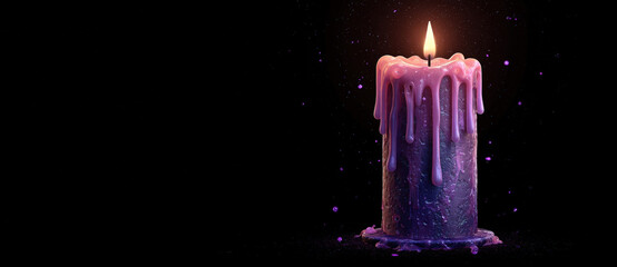 3D Halloween Candle Illustration, Creepy Candle Icon for Spooky Decor