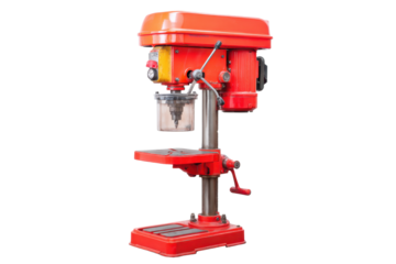 Red Bench Drill Press on Transparent Background