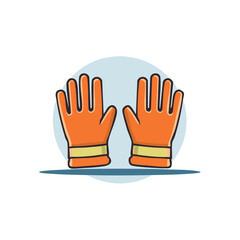 Obraz premium Bright Orange Work Gloves With Yellow Bands Safety Protection