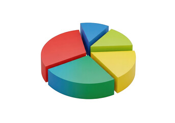 Fototapeta premium 3d colorful pie chart with separate segments isolated on transparent background