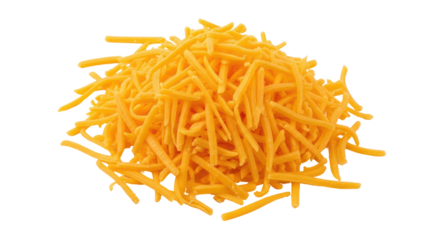 Isolated Shredded Cheddar Cheese Pile