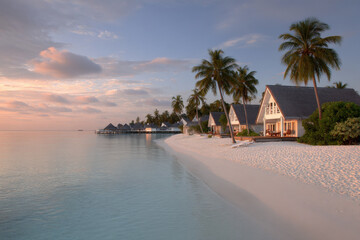 Fototapeta premium experience breathtaking beauty of maldives where ultrabright white sand meets crystalclear waters