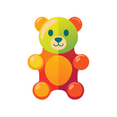 Fototapeta premium Colorful cute gummy bear candy illustration with vibrant gradient colors
