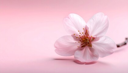 Obraz premium Flor de cerezo delicada sobre fondo rosa pastel minimalista