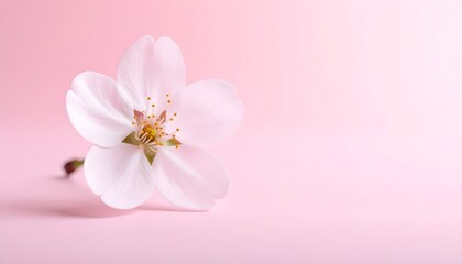 Flor de cerezo aislada sobre fondo rosa pastel