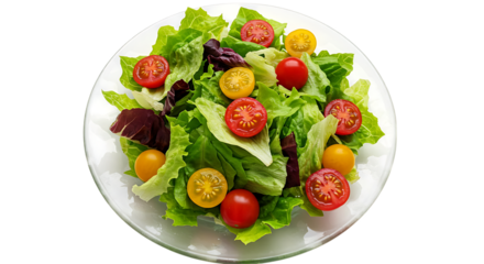 Fresh garden salad with cherry tomatoes isolated on transparent background