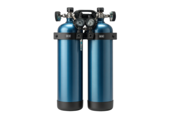 Blue Twin Diving Cylinder Set on Transparent Background