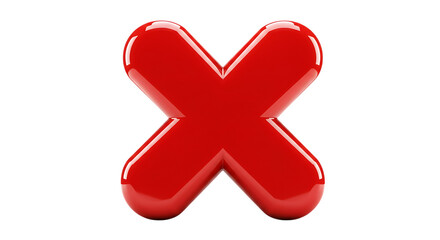 Fototapeta premium Glossy red letter x isolated on transparent background