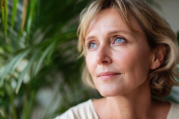 Thoughtful woman in nature