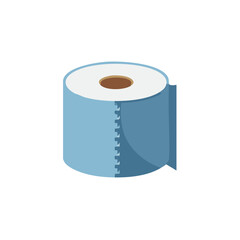 Blue and white toilet paper roll cartoon illustration for hygiene and cleanliness