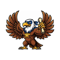 Fototapeta premium A majestic eagle with outstretched wings and a lightning bolt, a powerful and iconic logo.
