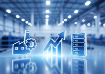 Digital Smart Factory Production Data and Business Growth Concept