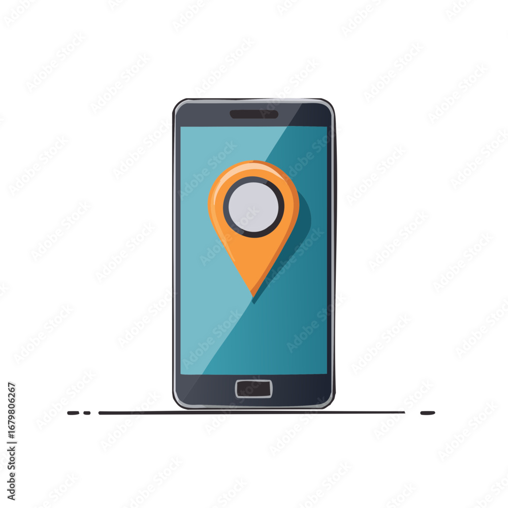 Aufkleber smartphone with gps location pin on screen for mobile map and navigation app concept