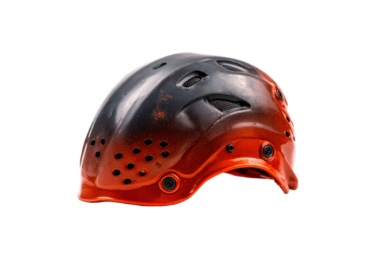 Orange Black Protective Helmet Component on Transparent Background