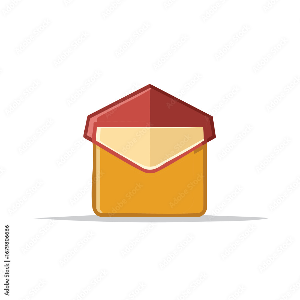 Poster illustrated graphic of an envelope in flat design style for communication and mailing concepts.